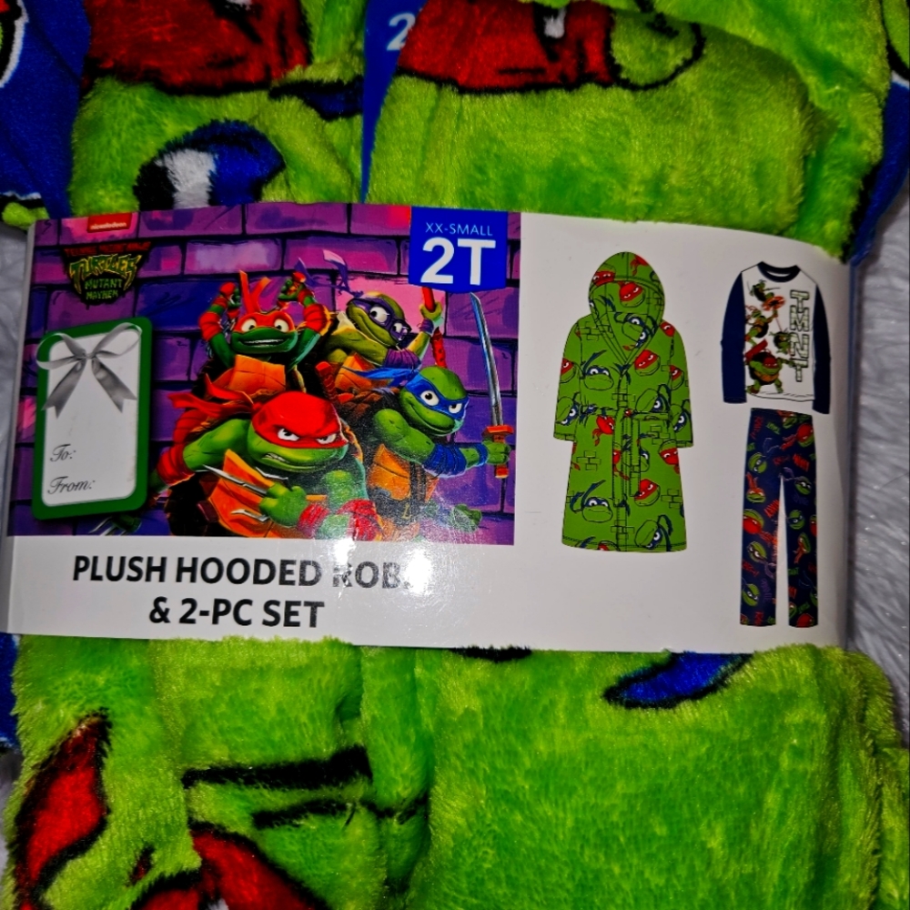 Plush Hooded Robe and 2 PC Pj Set
